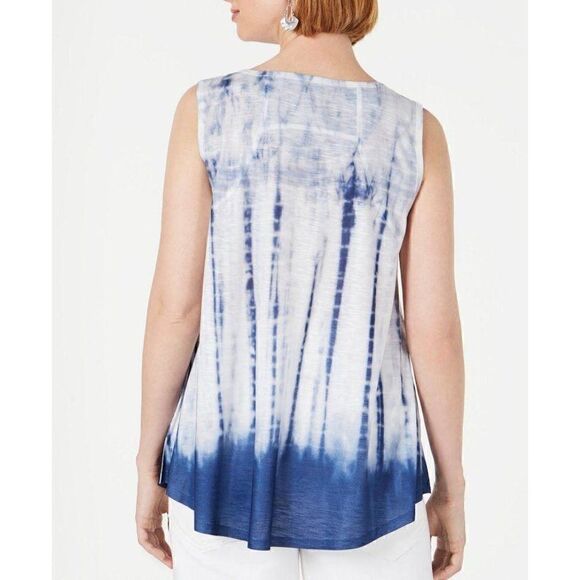 Style & Co Shirt‎ Top Small Blue White Tie-Dyed - Picture 8 of 9